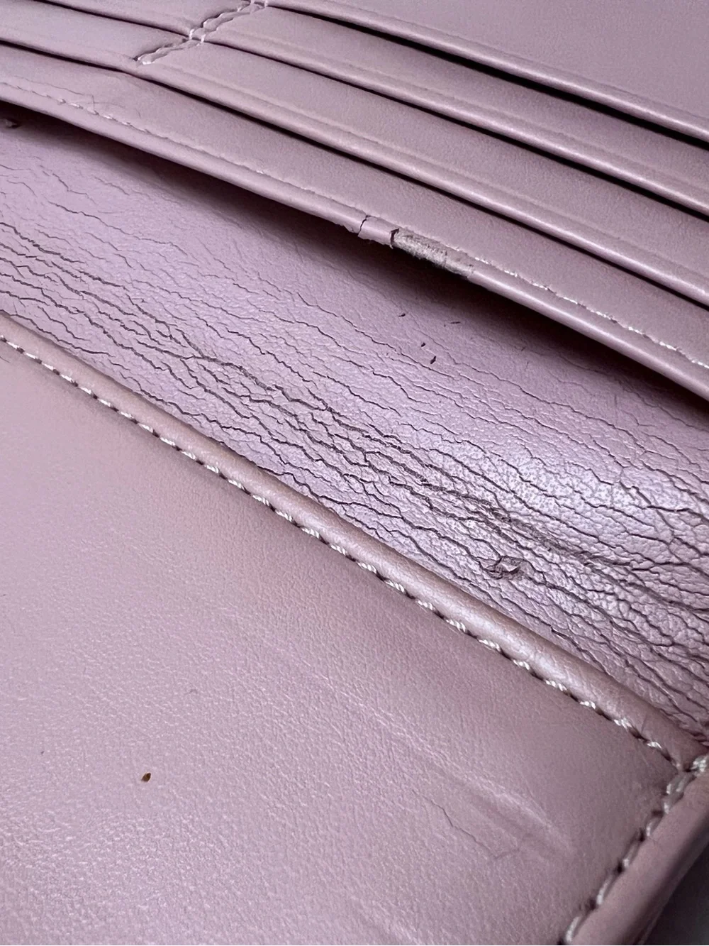 Coach Y2K era Blush Pink Tri-Fold Wallet with Round Silver C Emblem Buckle